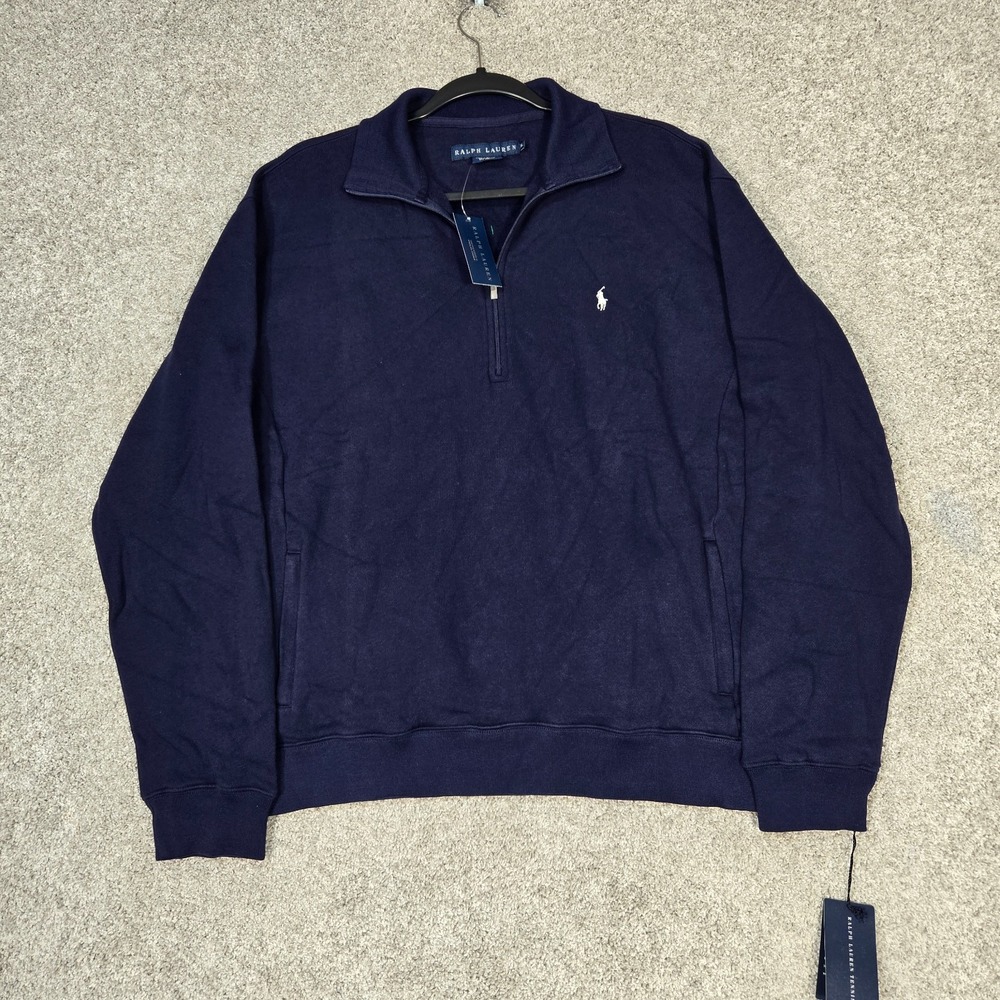 POLO RALPH LAUREN Fleece 1/4 zip Top Women's XL Tennis line cotton Acrylic NEW